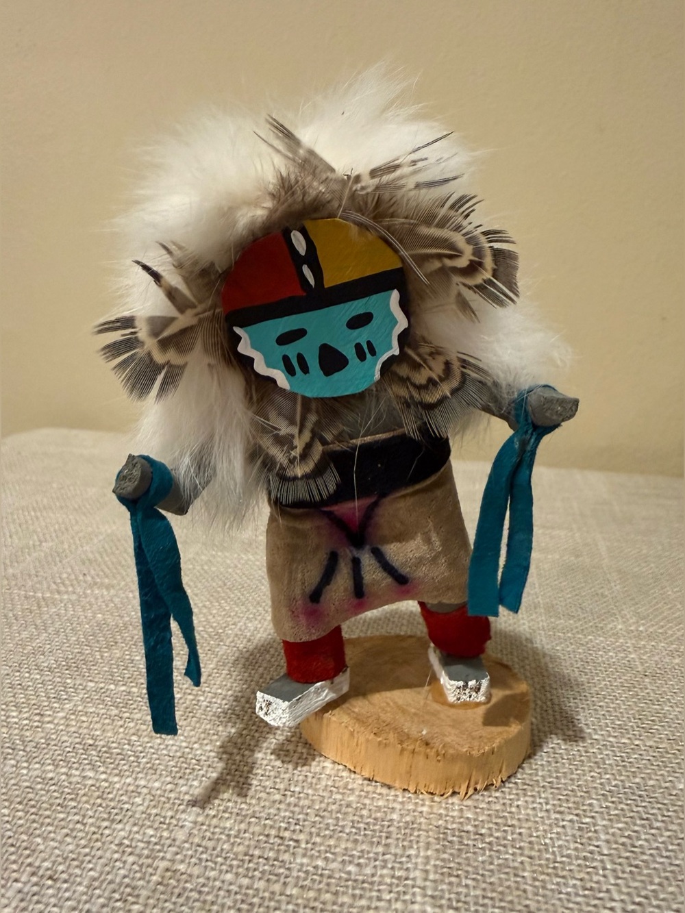 Vintage Native American Sun Face Kachina Doll Mini Signed